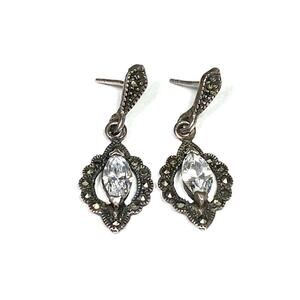 925 Marsala Earrings Sterling Silver Drops Dangles Vintage 4.20g